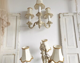 1x lámpara de araña antigua, lámpara de techo de latón, lámpara, araña, blanco antiguo, shabby chic, vintage, brocante, Grandmillennial