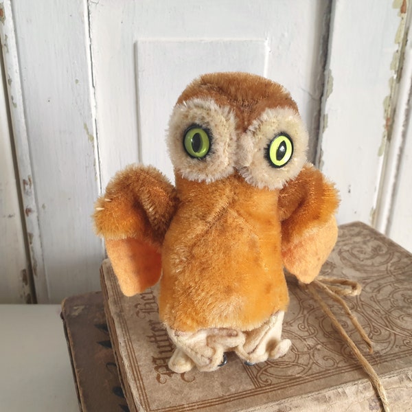 hibou Steiff antique, WITTIE, peluche ancienne, animal Steiff, brocante, vintage, shabby, peluche, collector