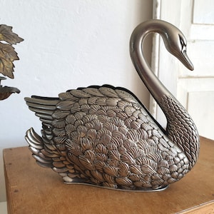 porta tovaglioli antico, cigno, vecchio porta lettere placcato argento, Italia, shabby, vintage, decorazione brocante, decorazione tavola, argento