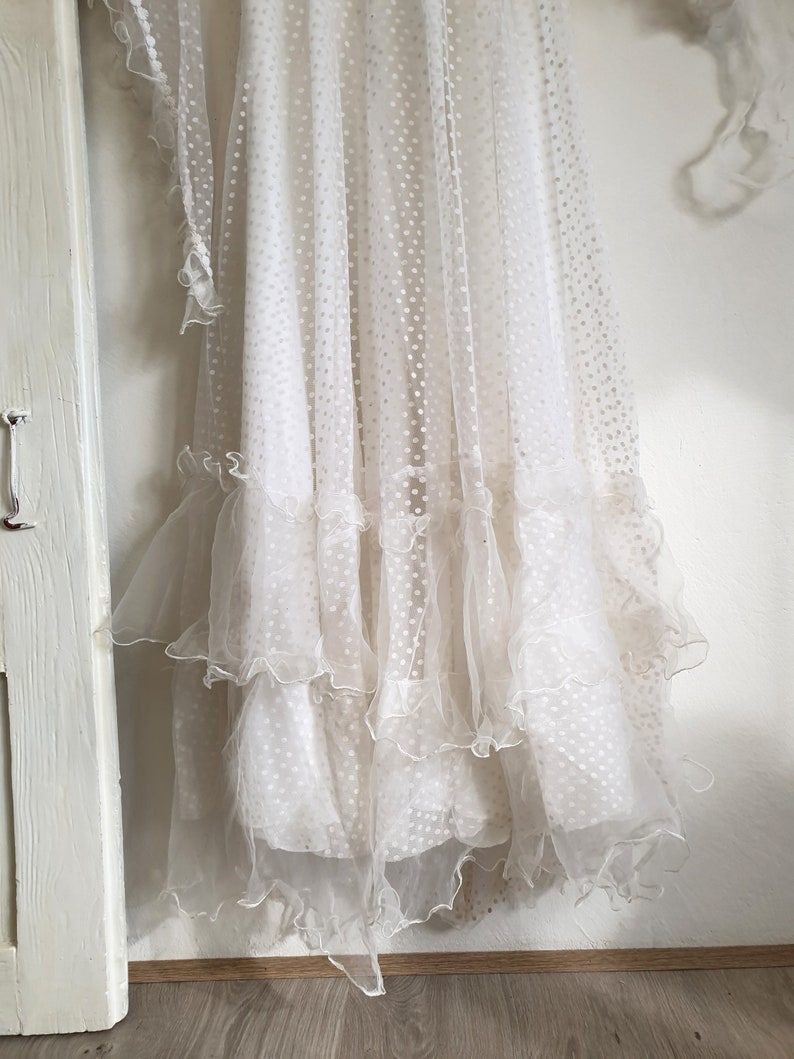 white vintage dress boudoir lace shabby old wedding dress tulle chiffon brocante decoration 50s-60s antique wedding dress