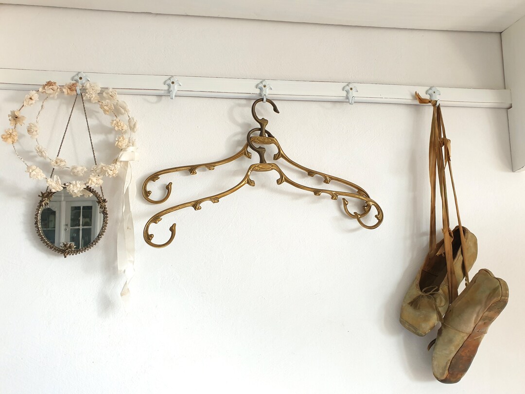 1x Old Coat Hanger, Antique Brass Hanger, French Vintage, Shabby