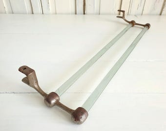 Toallero antiguo, secador de toallas, barra de toallas de cristal, Francia, vintage francés, estante, brocante