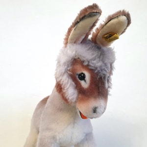 old donkey GRISSY by Steiff, mule, brocante, vintage stuffed toy, shabby, Steifftier 361022, collector's item