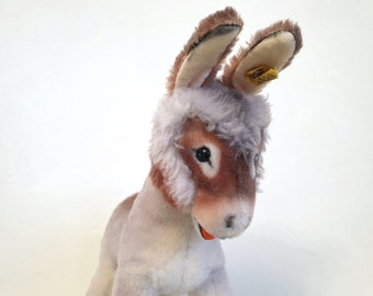 old donkey GRISSY by Steiff, mule, brocante, vintage stuffed toy, shabby, Steiff animal 361022, collector's item