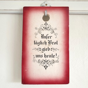 tagliere antico, tagliere per la colazione, tagliere piccolo, in ceramica, Our Daily Bread, rosso, vintage, brocante
