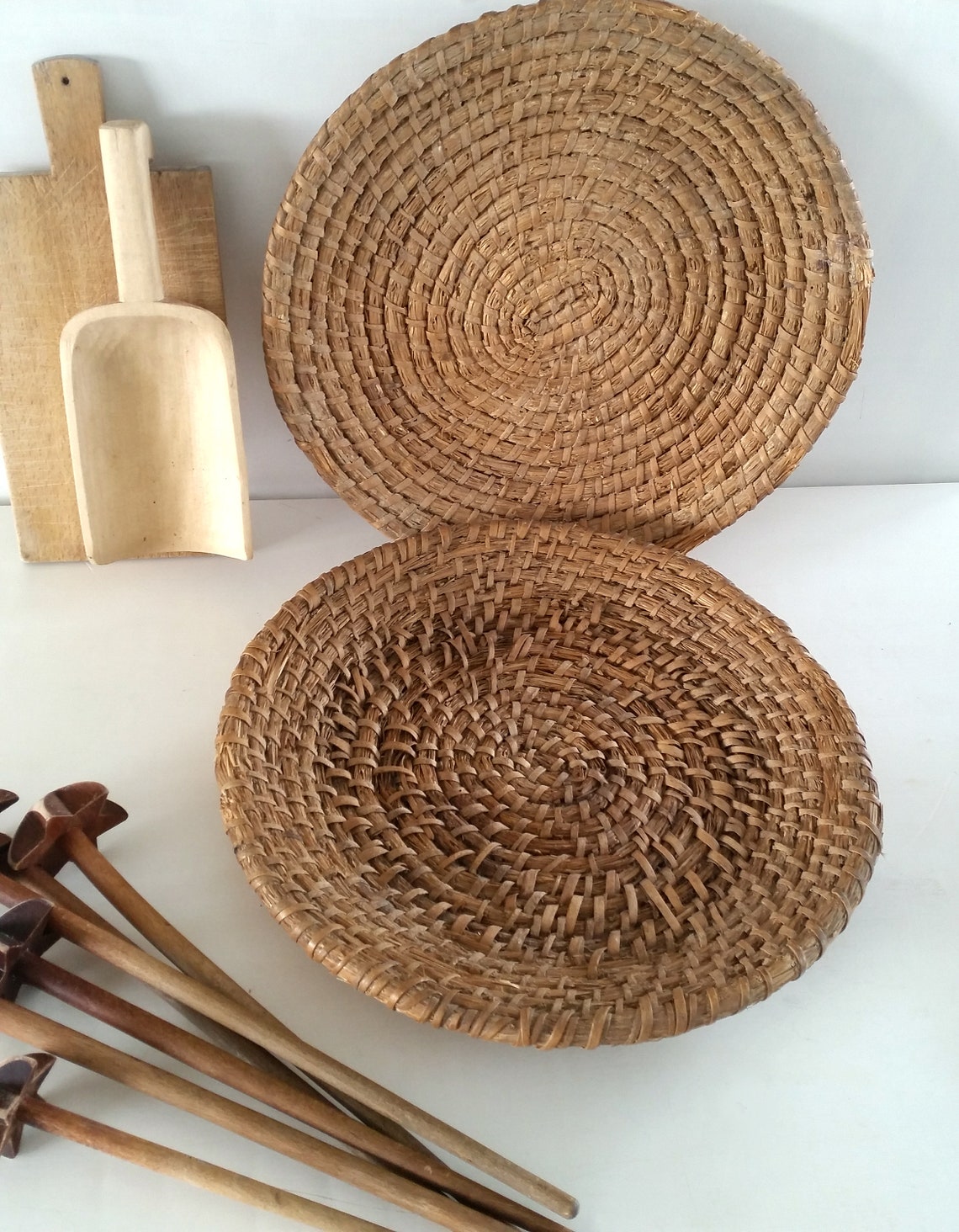 Alter Brotkorb antiker flacher Gärkorb handgemachter | Etsy