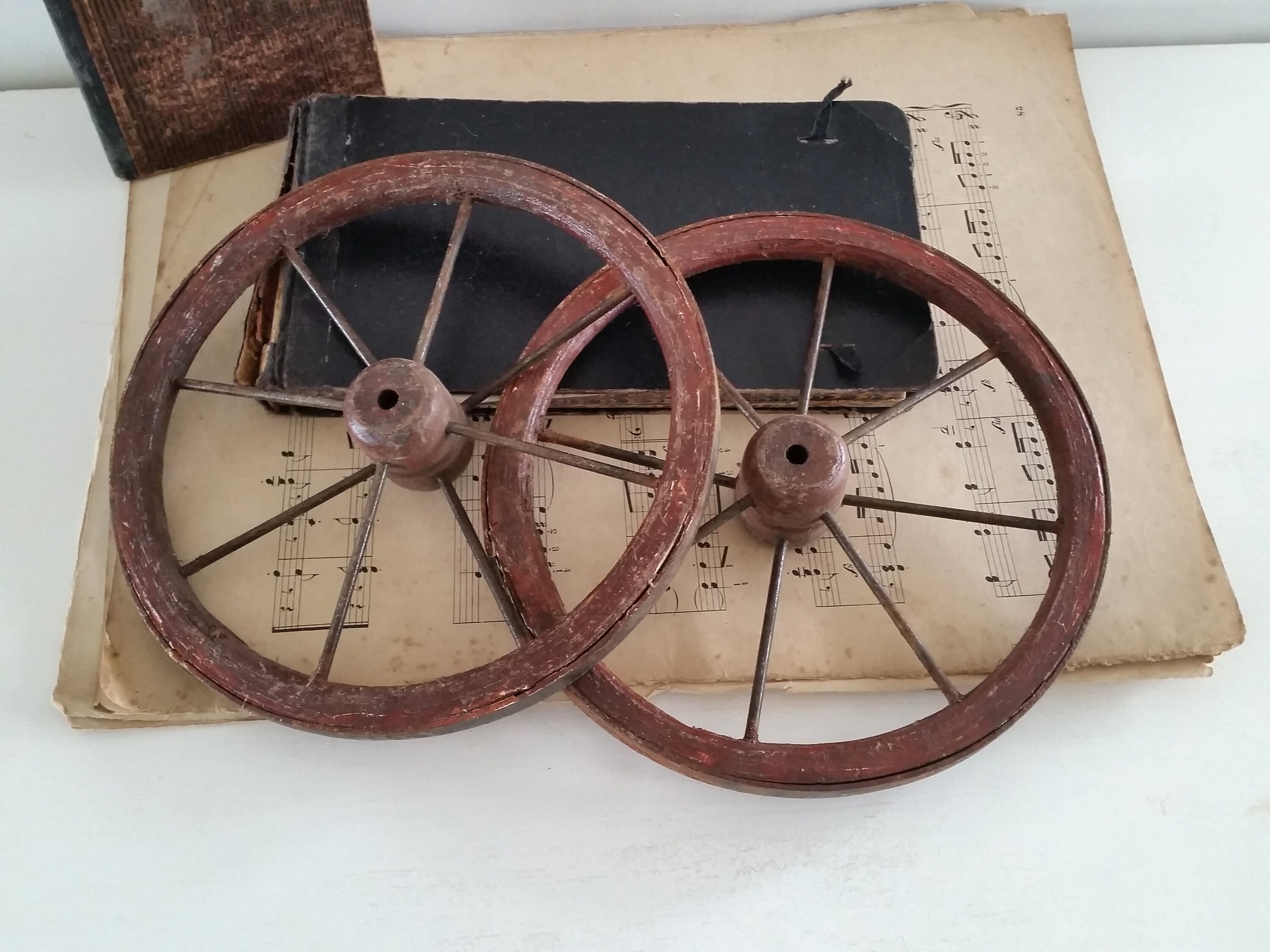 Set: 2 antike Holzräder alte Puppenwagen Räder Spielzeug | Etsy