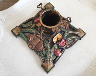 old Christmas tree stand, antique fir tree stand, cast iron, vintage, handpainted, brocante, Christmas decoration, country house decoration