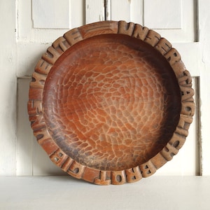 antique bread plate, old bread board, hand-carved, wooden plate, wooden bowl, wall plate, vintage, shabby, brocante, country house decoration