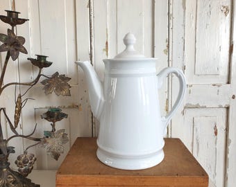 antique coffee pot, large ceramic pot, shabby chic, Gründerzeit, Biedermeier, white, vintage, brocante, country house decor