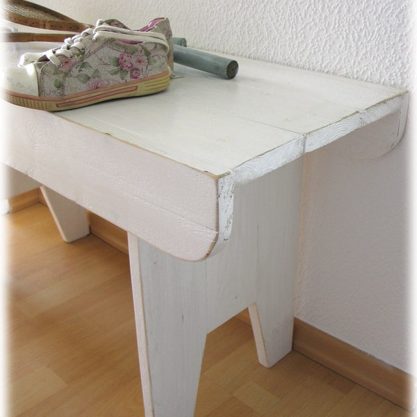 Schwedenbank, bench, rustic wooden bench, white, shabby chic look, vintage, brocante, nordic, hygge