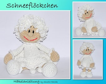 Crochet pattern, template, crochet pattern, crochet, amigurumi, crocheted, German, English, Deutsch, Schneeflake, Schnee, snowflake, PDF