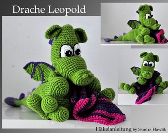 Crochet pattern, template, crochet pattern, crochet, amigurumi, crocheted, German, English, Deutsch, dragon, PDF, e-book