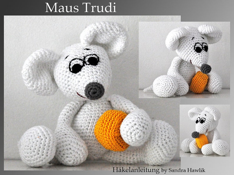 Crochet pattern, template, amigurumi, crocheted, German, mouse, PDF, e-book image 1