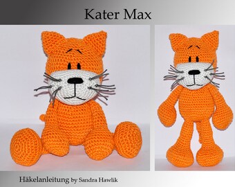 Häkelanleitung, Vorlage, crochet pattern, crochet, amigurumi, gehäkelt, German, English, Katze, Kater, cat, tomcat,  PDF