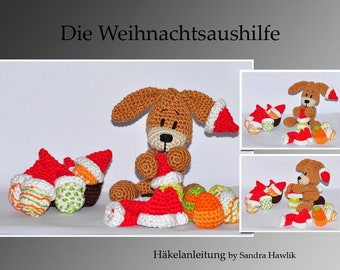 Crochet pattern, template, amigurumi, crocheted, German, German, Christmas, rabbit, PDF, E-book