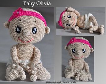 Häkelanleitung, Vorlage, amigurumi, gehäkelt, German,  Deutsch, Baby, Babypuppe, Geburt, PDF