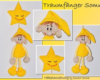 Häkelanleitung, Vorlage, crochet pattern, crochet, amigurumi, gehäkelt, German, English, Deutsch, Traumfänger, Schlaf, dreamcatcher, DF