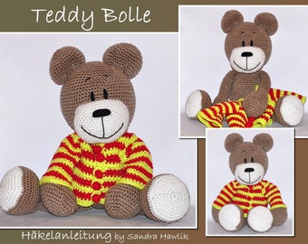 Crochet pattern, template, crochet pattern, crochet, amigurumi, crocheted, German, English, teddy, teddy bear, pdf