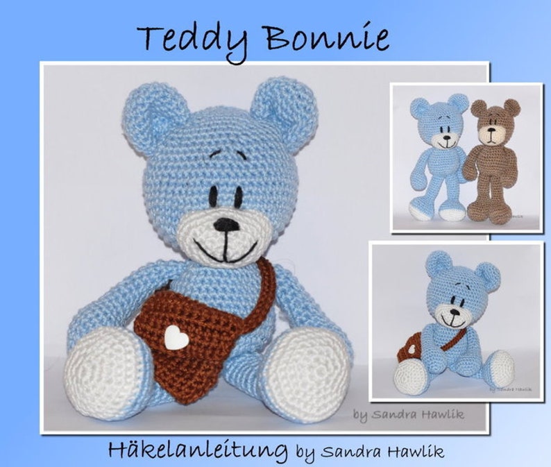 Instructions de crochet, modèle, modèle de crochet, crochet, amigurumi, crocheté, allemand, anglais, Teddy, ours en peluche, crocheté, PDF image 1