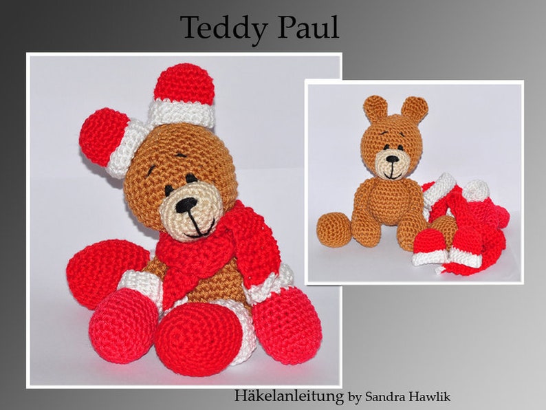 Crochet instructions, template, crochet pattern, crochet, amigurumi, crocheted, German, English, Teddy, teddybear PDF, E-book image 1