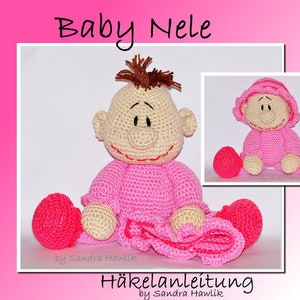 Crochet instructions, template, crochet pattern, crochet, amigurumi, crocheted, German, English, German, baby, baby, doll, PDF, e-book image 1