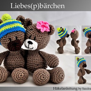 Instructions au crochet, modèle, patron de crochet, crochet, amigurumi, crocheté, allemand, anglais, allemand, peluche, ours en peluche, amoureux, PDF image 1