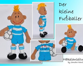 Crochet pattern, template, crochet pattern, crochet, amigurumi, crocheted, German, English, Deutsch, footballer, football, soccer player, PDF