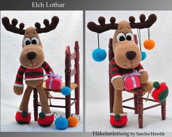 Crochet instructions, template, crochet pattern, crochet, amigurumi, crocheted, German, English, Deutsch, moose, PDF, e-book