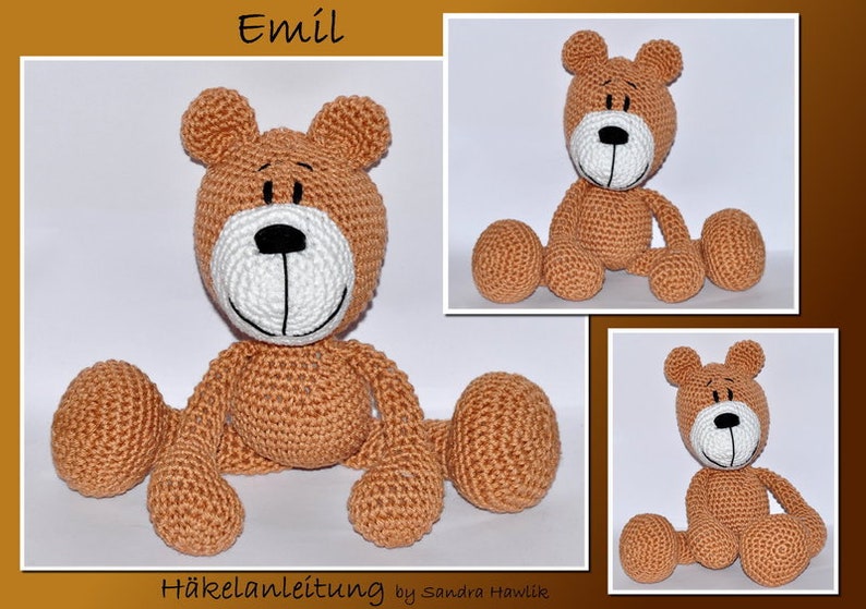 Instructions au crochet, patron au crochet, amigurumi, allemand, anglais, Teddy, ours en peluche, PDF/ E-book image 1