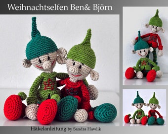 Instructions au crochet, modèle, patron au crochet, crochet, amigurumi, crochet, allemand, anglais, Deutsch, Weihnachtself, noël, elfe, elfes, PDF