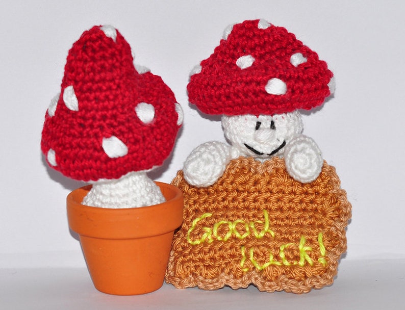 Crochet pattern, template, amigurumi, crocheted, German, German, lucky mushroom, fortune cookie, lucky charm, New Year's Eve, PDF, e-book image 2