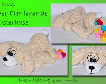 Patron au crochet, modèle, amigurumi, au crochet, allemand, allemand, lapin de Pâques pondant, lapin, Pâques, œuf de Pâques, nid de Pâques, pdf