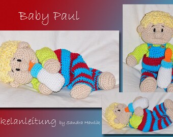 Crochet instructions, template, crochet pattern, crochet, amigurumi, crocheted, German, English, German, baby, doll, doll, baby, PDF