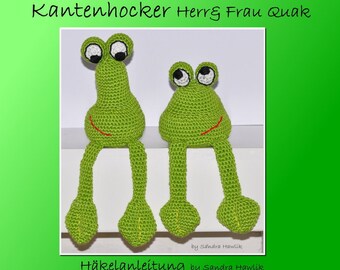 Crochet pattern, template, amigurumi, crocheted, German, German, edge stool, frogs, frog PDF, e-book