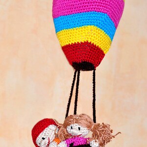 Crochet instructions, template, crochet pattern, crochet, amigurumi, crocheted, German, English, Deutsch, mobile, hot air balloon, balloon, image 2