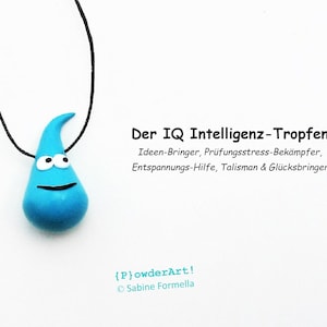 Glücksbringer IQ Intelligenz-Tropfen in türkis / Talisman zur Prüfung Bild 1