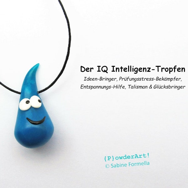 IQ Intelligenz-Tropfen in blau-transparent / Glücksbringer & Talisman zur Prüfung