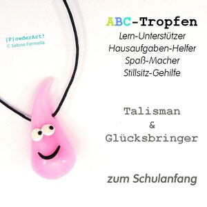 ABC-Tropfen zum Schulanfang Farbe rosenquarz / Glücksbringer & Talisman / Geschenk Mädchen