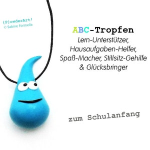 ABC-Tropfen zum Schulanfang in türkis / Glücksbringer & Talisman / Geschenk Schultüte