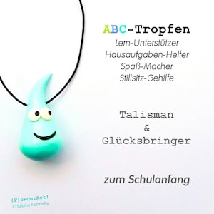 Glücksbringer ABC-Tropfen zum Schulanfang in mint / Talisman zur Einschulung