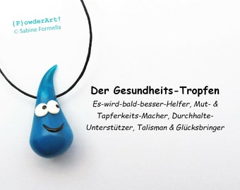 Gesundheits-Tropfen in blau-transparent / Glücksbringer & Talisman / Geschenk Genesung