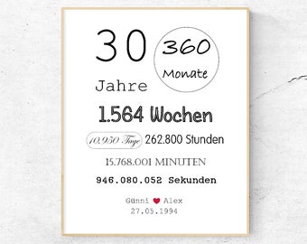 Bild zum 30. HOCHZEITSTAG 10.950 Tage mit Namen & Datum / Geschenk zur Perlenhochzeit