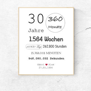 Bild zum 30. HOCHZEITSTAG 10.950 Tage mit Namen & Datum / Geschenk zur Perlenhochzeit Bild 1