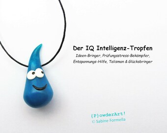 IQ Intelligenz-Tropfen in blau-transparent / Glücksbringer & Talisman zur Prüfung