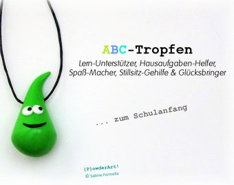 ABC-Tropfen zum Schulanfang in apfelgrün / Glücksbringer & Talisman / Geschenk Schultüte