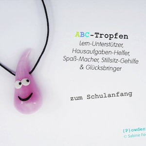 ABC-Tropfen zum Schulanfang Farbe rosenquarz / Glücksbringer & Talisman / Geschenk Mädchen Bild 1