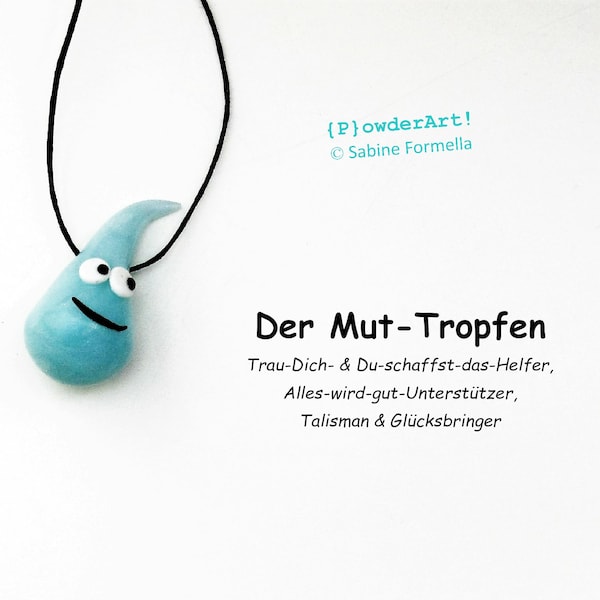 Glücksbringer Mut-Tropfen eiskristall-blau / Talisman / Geschenke für Männer