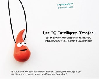 Glücksbringer IQ Intelligenz-Tropfen in orange / Talisman zur Prüfung