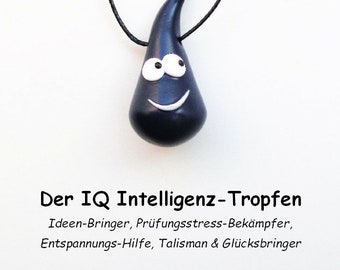 IQ Intelligenz-Tropfen in dunkelblau / Glücksbringer & Talisman / zur Abiturprüfung